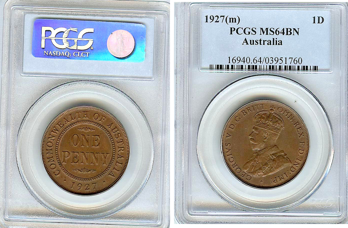 Australian Penny 1927 PCGS MS64BN